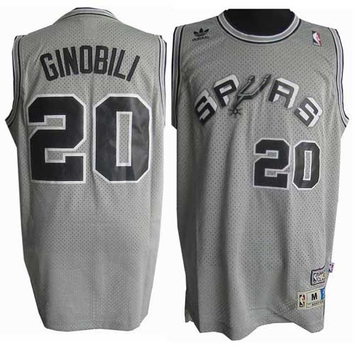 Adidas Manu Ginobili San Antonio Spurs Authentic Throwback NBA Jersey - Grey