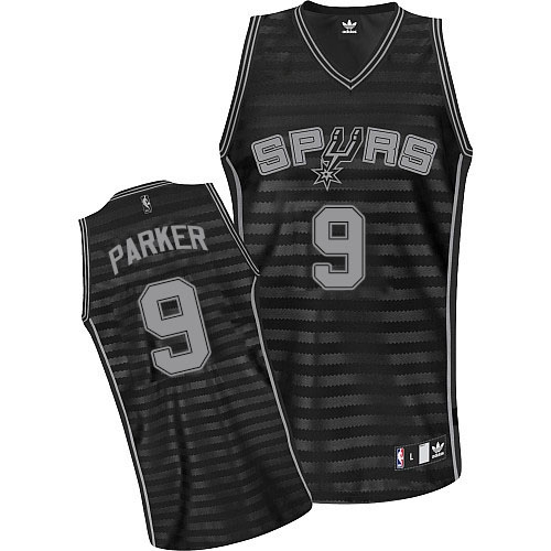 Adidas Tony Parker San Antonio Spurs Authentic Grey Groove NBA Jersey - Black