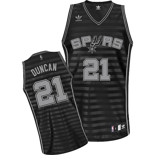Adidas Tim Duncan San Antonio Spurs Swingman Grey Groove NBA Jersey - Black